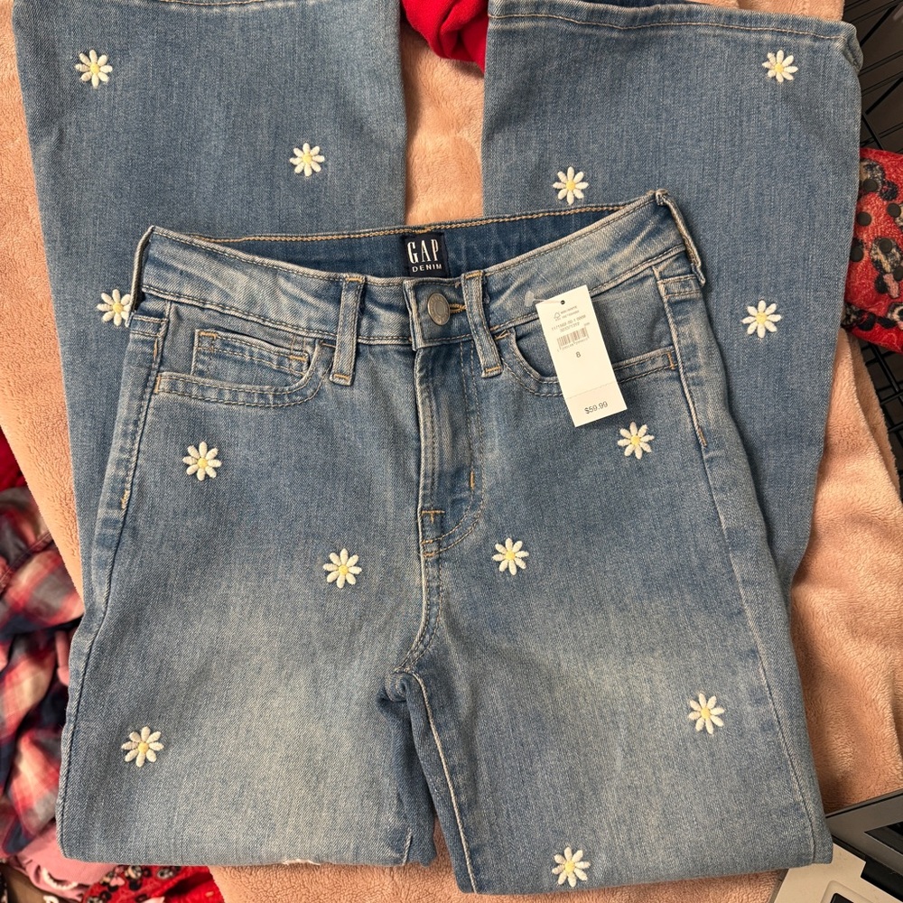 GAP Flare Denim Jeans with Flowers,